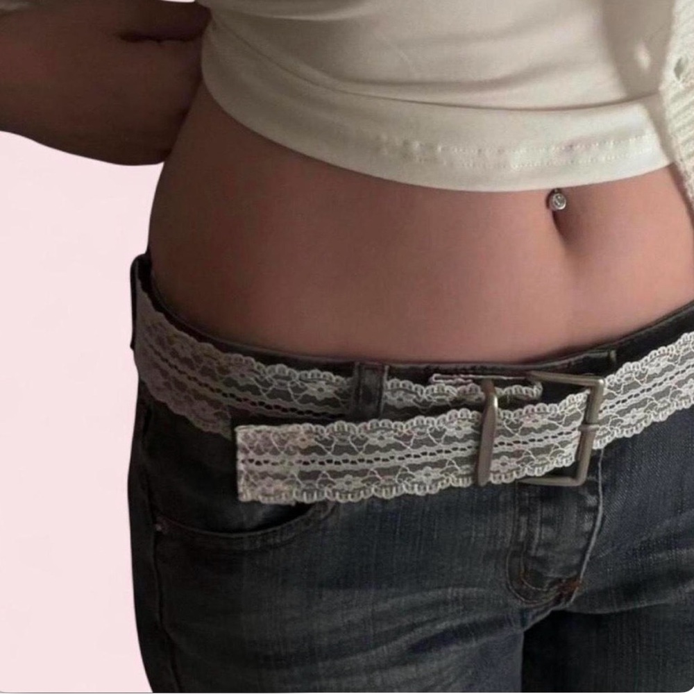 Vintage White Lace Trim Women's Belt - Picture 1 of 3
